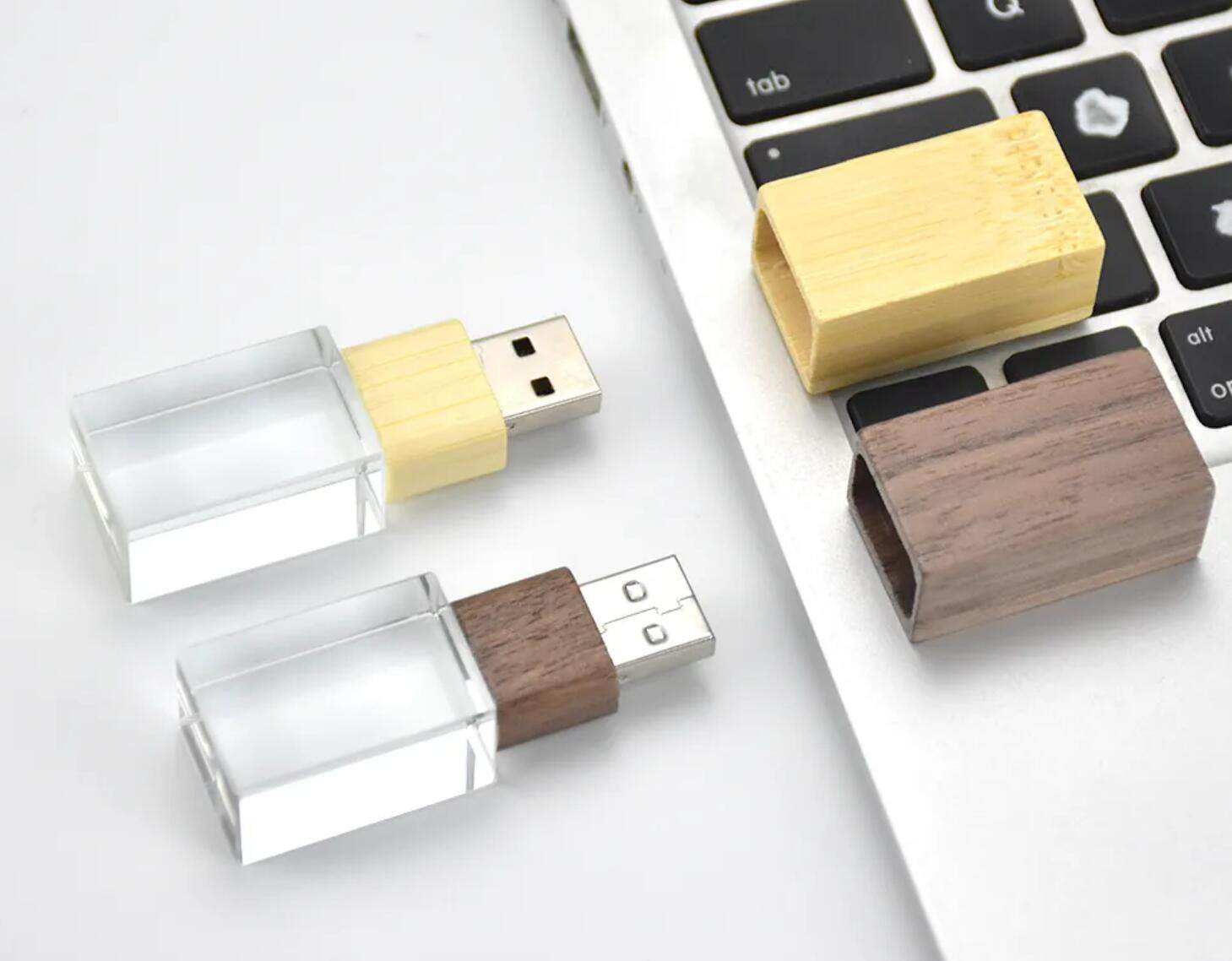 Wood crystal USB flash drive   custom logo